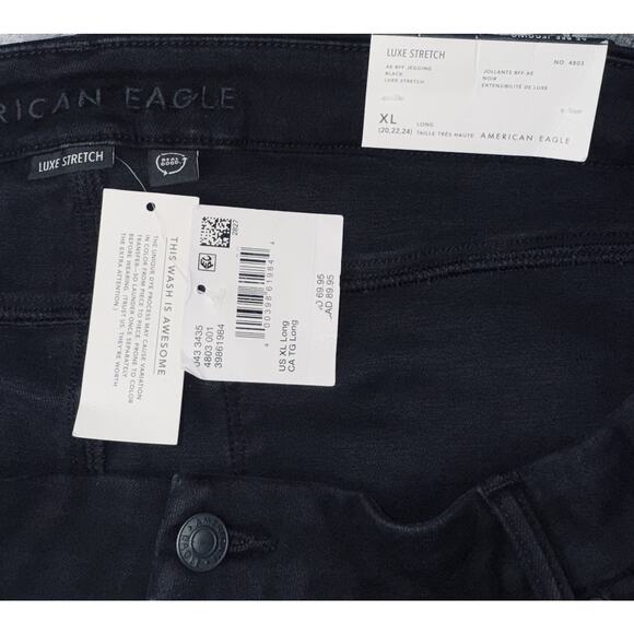 New American Eagle BFF Black Acid Skinny Stretch Jeans Women XL Tall (18,20,22) - Picture 5 of 8